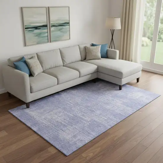 Lavender And Ivory Abstract Washable Area Rug With UV Protection Photo 1