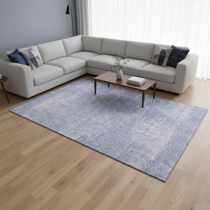 Lavender And Ivory Abstract Washable Area Rug With UV Protection Photo 2