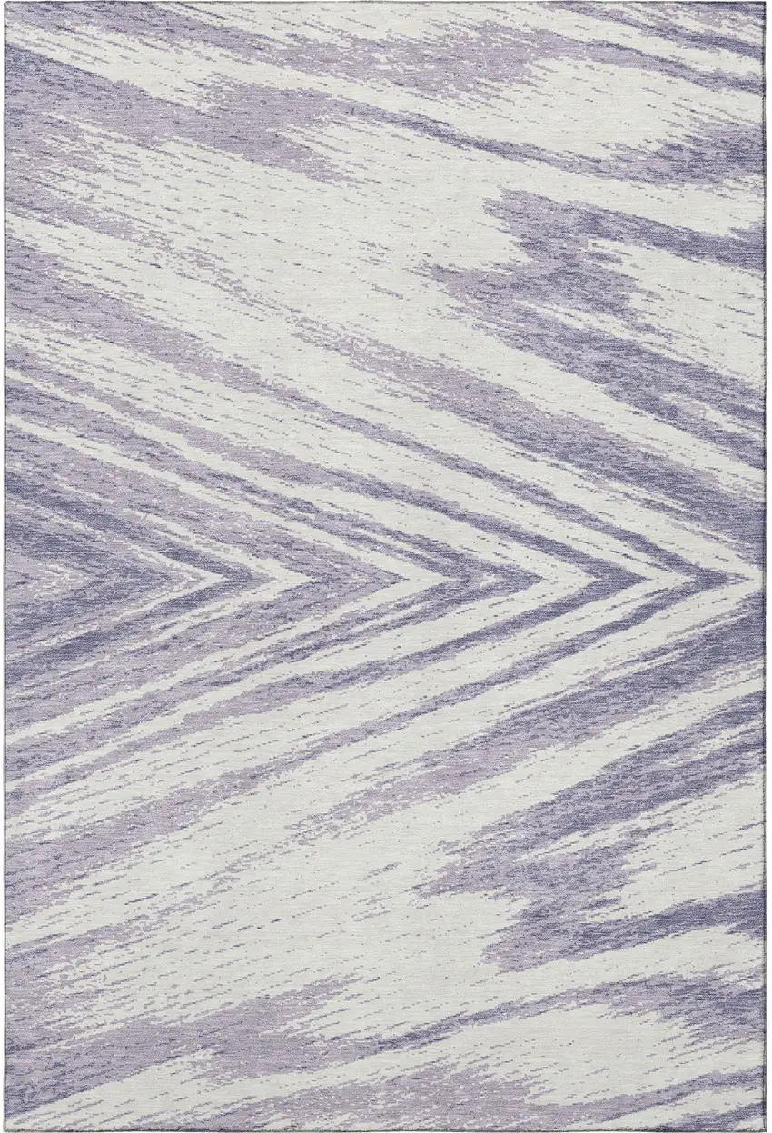 Lavender And Ivory Abstract Washable Area Rug With UV Protection Photo 4