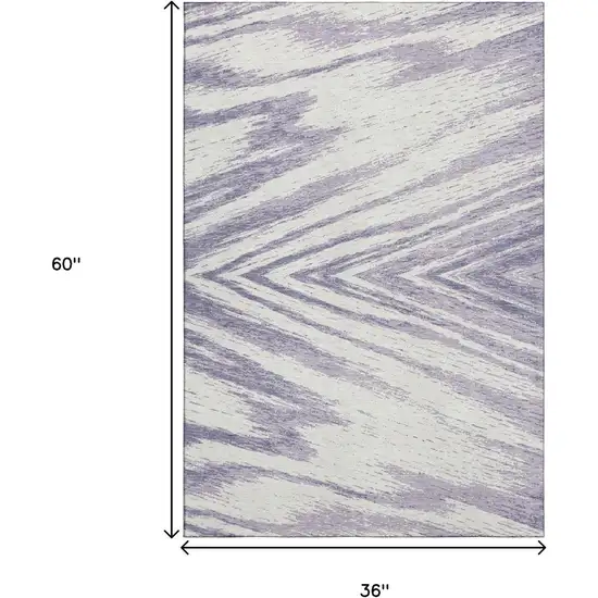 Lavender And Ivory Abstract Washable Area Rug With UV Protection Photo 3