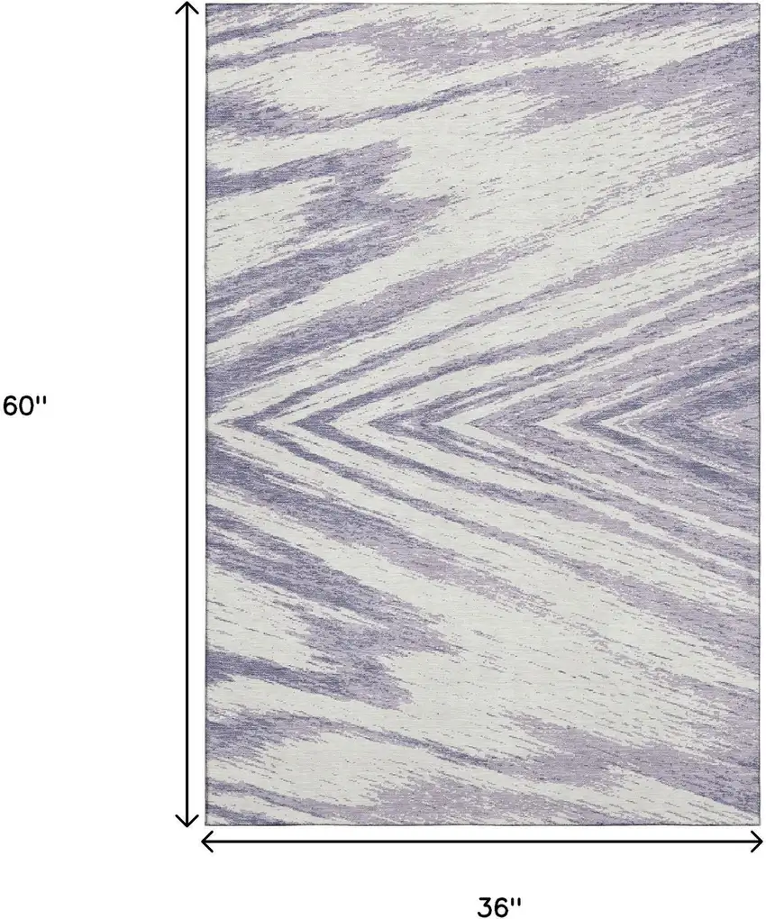 Lavender And Ivory Abstract Washable Area Rug With UV Protection Photo 3