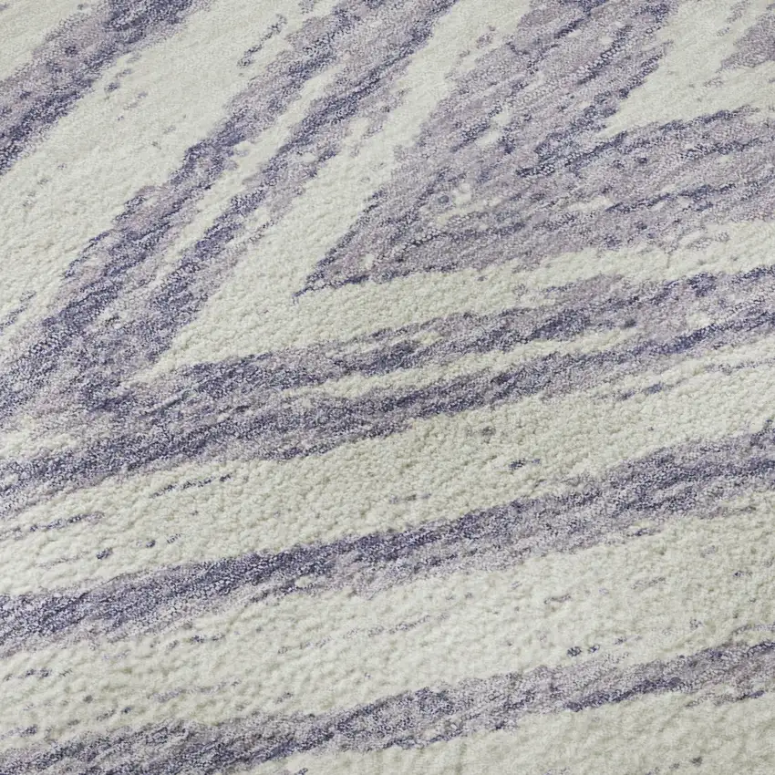 Lavender And Ivory Abstract Washable Area Rug With UV Protection Photo 9