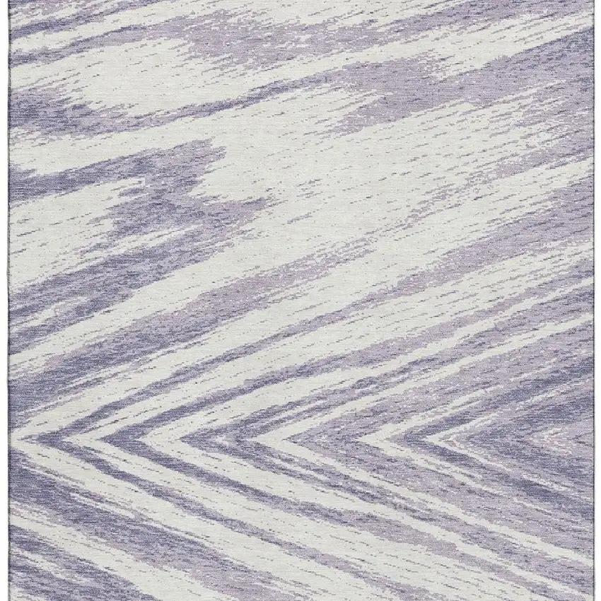 Lavender And Ivory Abstract Washable Area Rug With UV Protection Photo 4