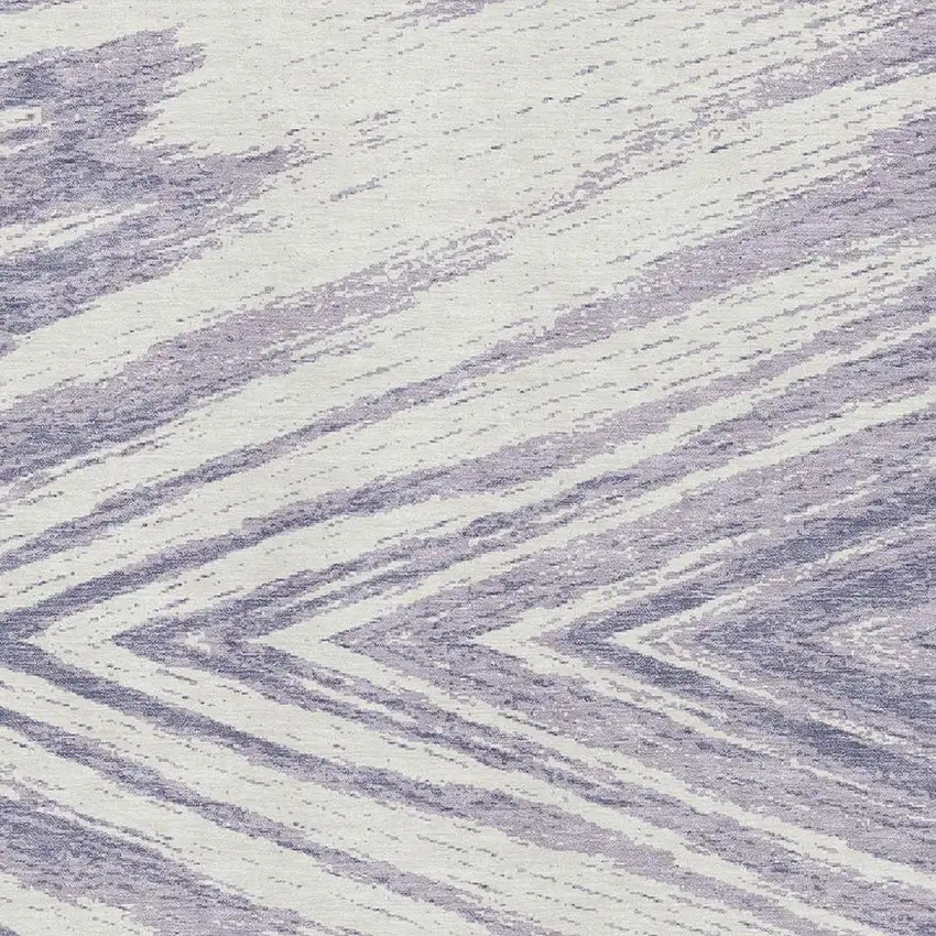 Lavender And Ivory Abstract Washable Area Rug With UV Protection Photo 3