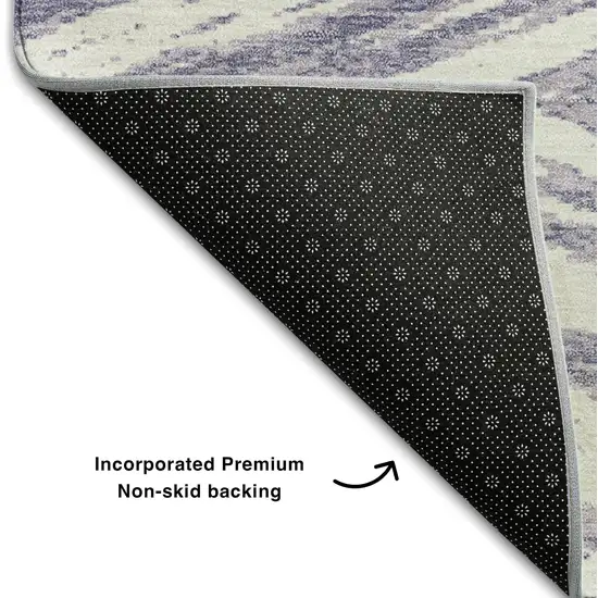 Lavender And Ivory Abstract Washable Area Rug With UV Protection Photo 7