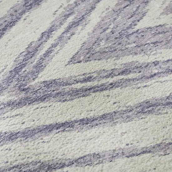 Lavender And Ivory Abstract Washable Area Rug With UV Protection Photo 9