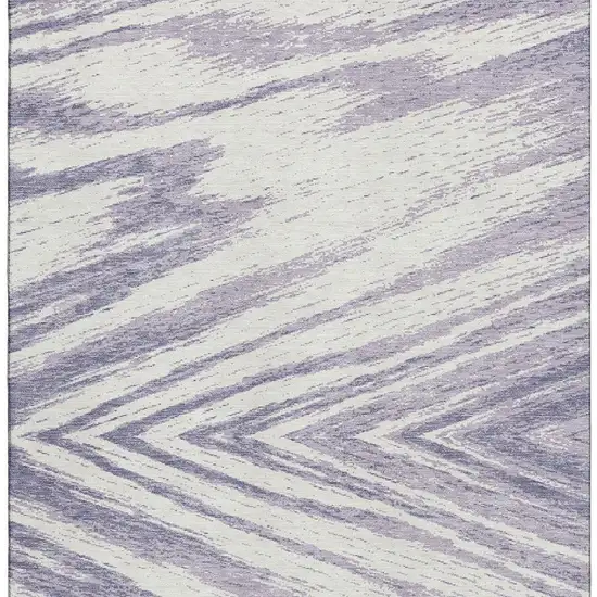 Lavender And Ivory Abstract Washable Area Rug With UV Protection Photo 4