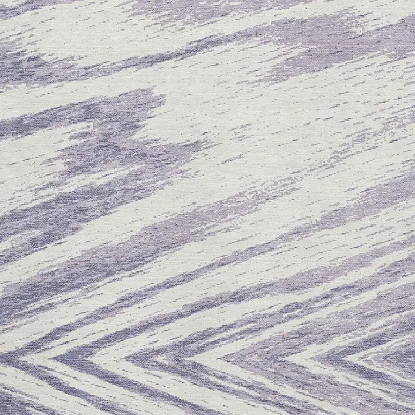 Lavender And Ivory Abstract Washable Area Rug With UV Protection Photo 3