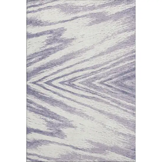 Lavender And Ivory Abstract Washable Area Rug With UV Protection Photo 1