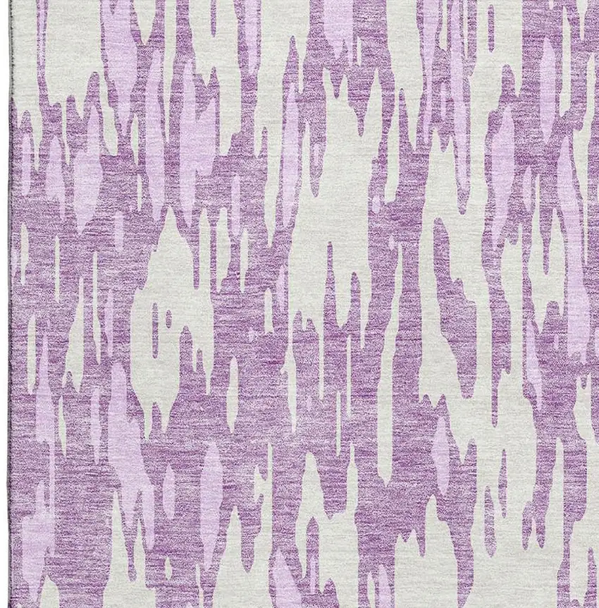Lavender And Ivory Abstract Washable Area Rug With UV Protection Photo 3