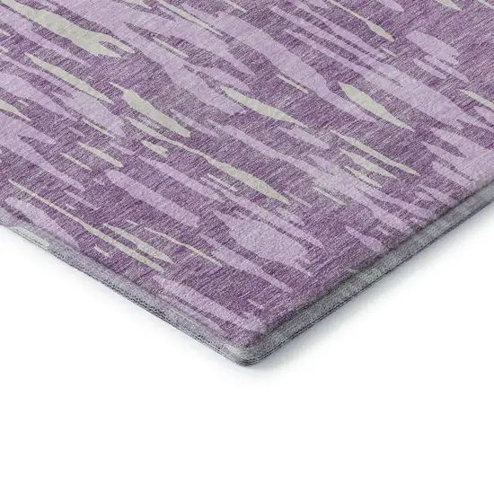 Lavender And Ivory Abstract Washable Area Rug With UV Protection Photo 7