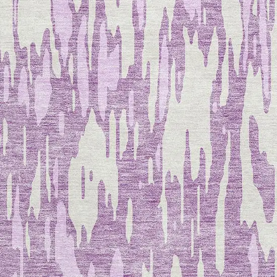 Lavender And Ivory Abstract Washable Area Rug With UV Protection Photo 2