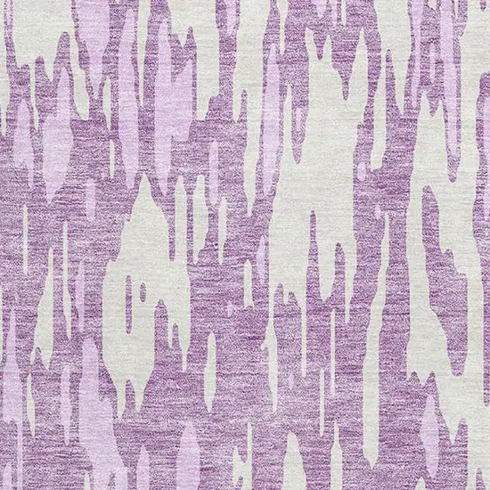 Lavender And Ivory Abstract Washable Area Rug With UV Protection Photo 2