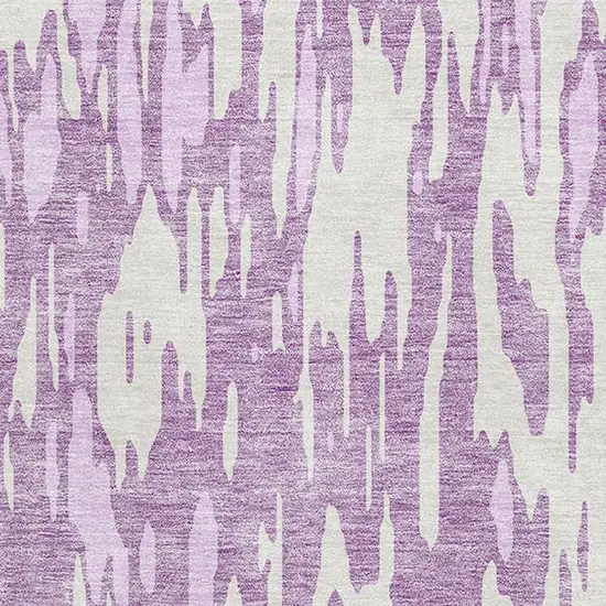 Lavender And Ivory Abstract Washable Area Rug With UV Protection Photo 2