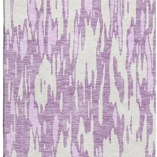 Lavender And Ivory Abstract Washable Area Rug With UV Protection Photo 2