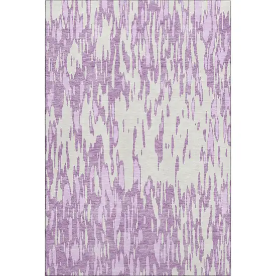 Lavender And Ivory Abstract Washable Area Rug With UV Protection Photo 1