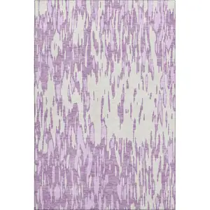 Photo of Lavender And Ivory Abstract Washable Area Rug With UV Protection