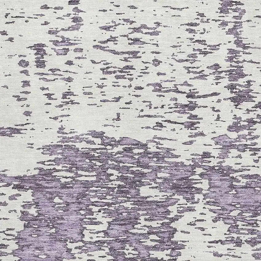 Lavender And Ivory Abstract Washable Area Rug With UV Protection Photo 2