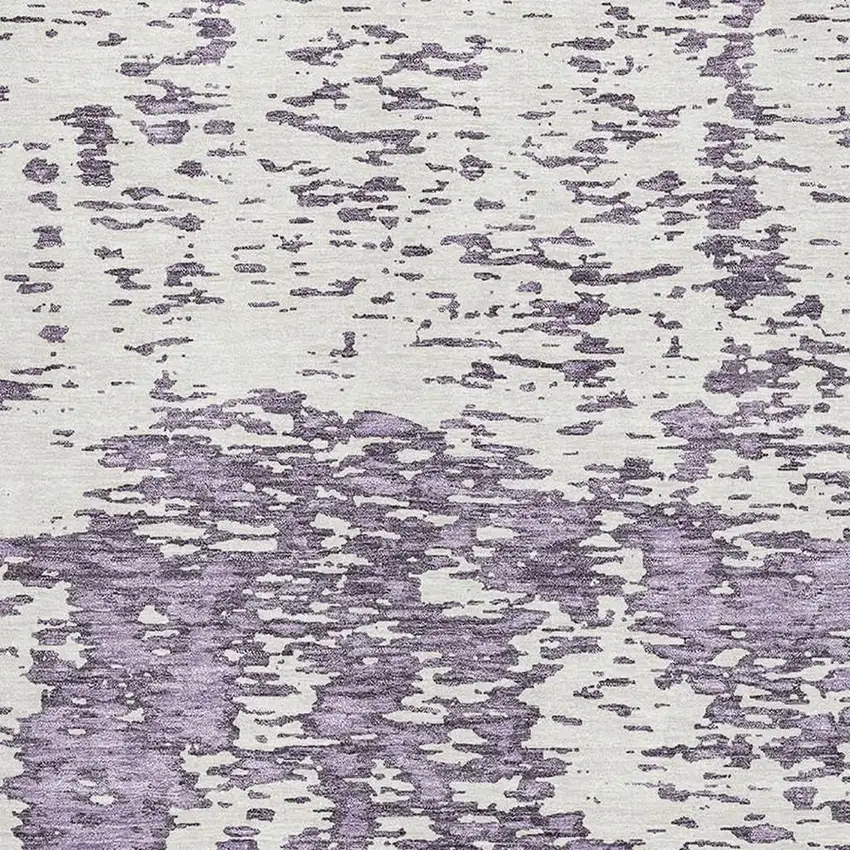 Lavender And Ivory Abstract Washable Area Rug With UV Protection Photo 2