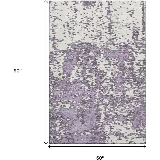 Lavender And Ivory Abstract Washable Area Rug With UV Protection Photo 8