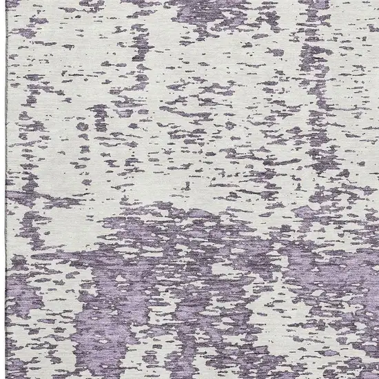 Lavender And Ivory Abstract Washable Area Rug With UV Protection Photo 2