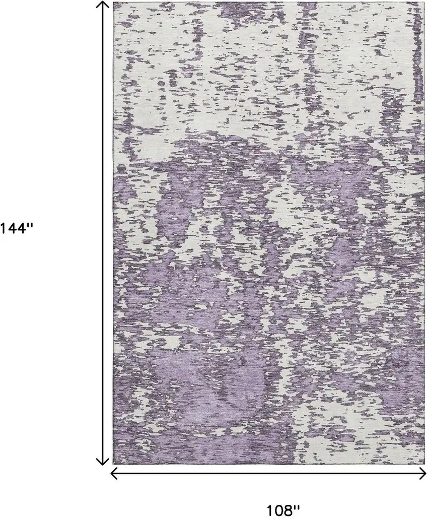 Lavender And Ivory Abstract Washable Area Rug With UV Protection Photo 9