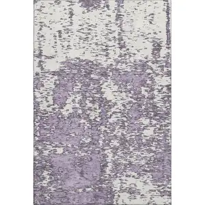 Photo of Lavender And Ivory Abstract Washable Area Rug With UV Protection