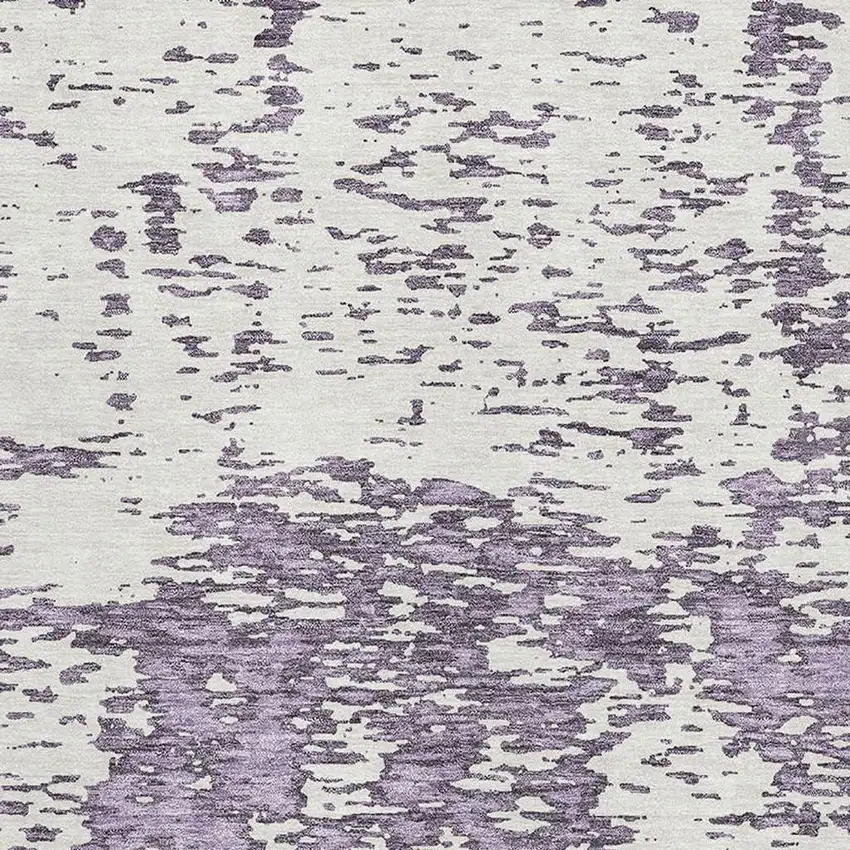 Lavender And Ivory Abstract Washable Area Rug With UV Protection Photo 2