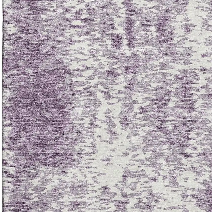 Lavender And Ivory Abstract Washable Area Rug With UV Protection Photo 2