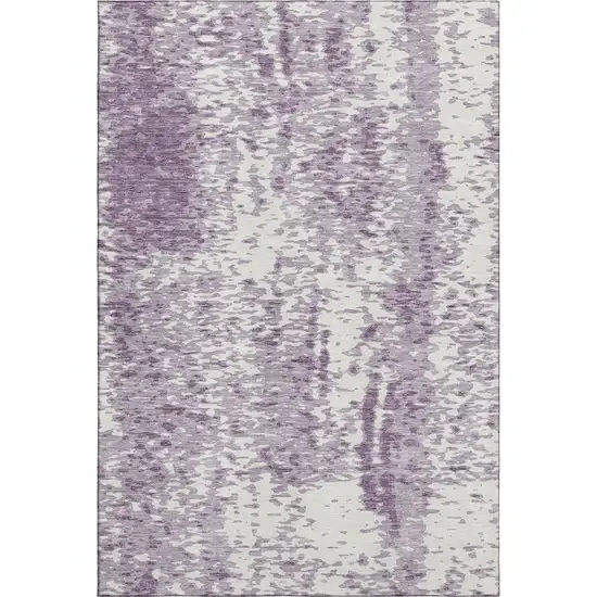 Lavender And Ivory Abstract Washable Area Rug With UV Protection Photo 1