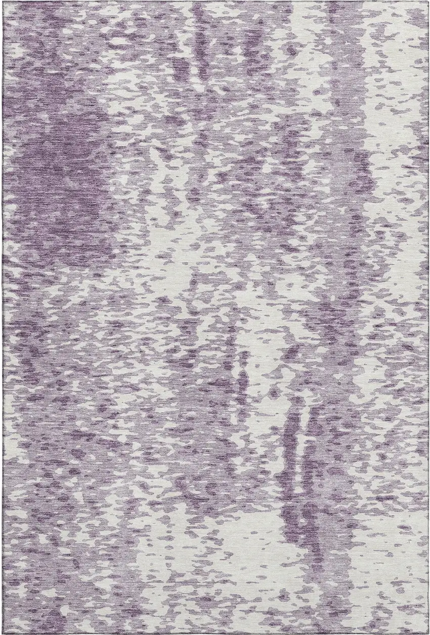 Lavender And Ivory Abstract Washable Area Rug With UV Protection Photo 1