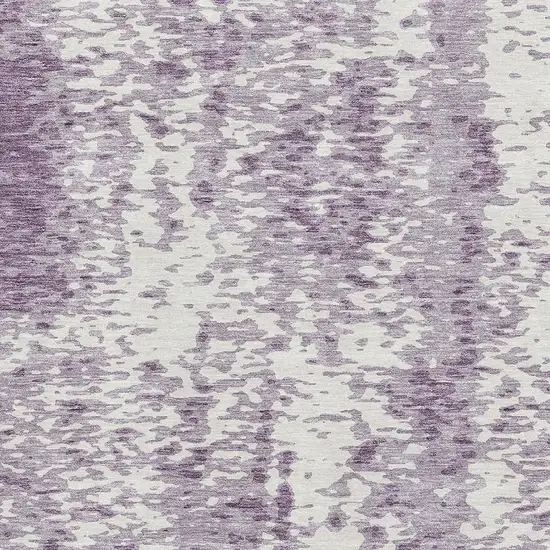Lavender And Ivory Abstract Washable Area Rug With UV Protection Photo 2
