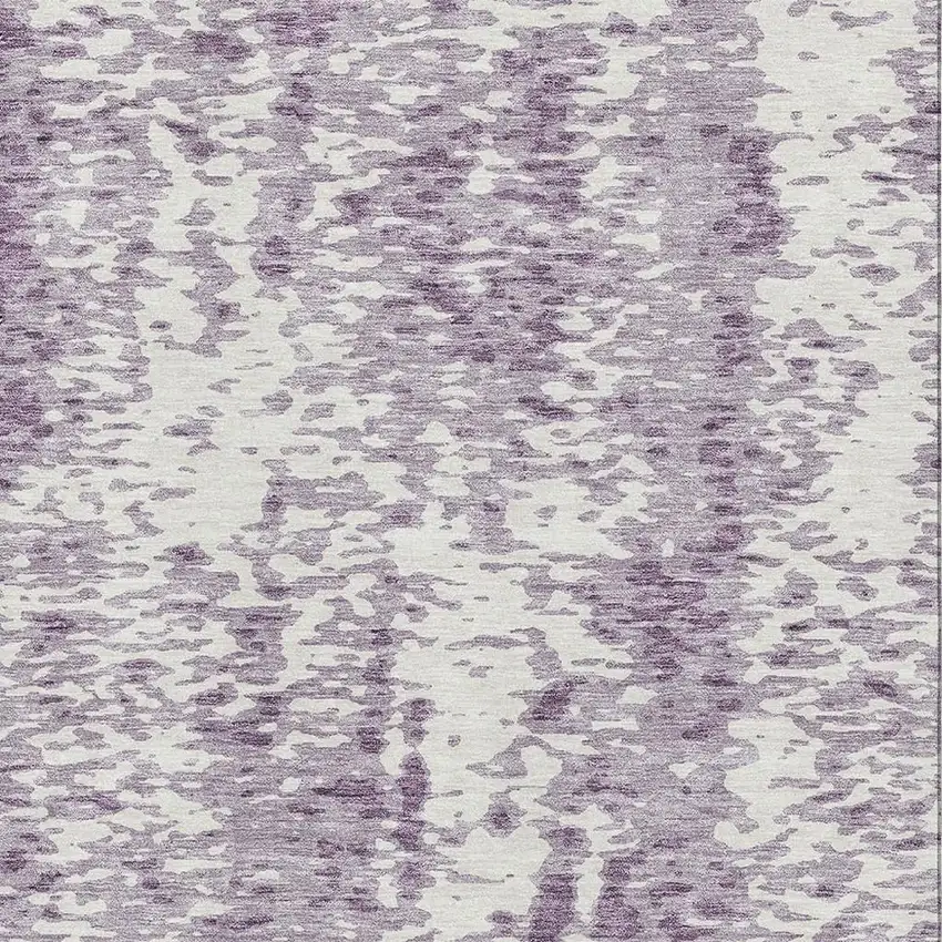 Lavender And Ivory Abstract Washable Area Rug With UV Protection Photo 2