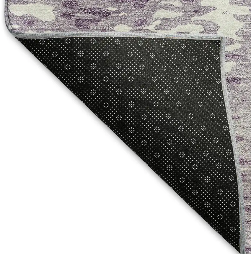 Lavender And Ivory Abstract Washable Area Rug With UV Protection Photo 6