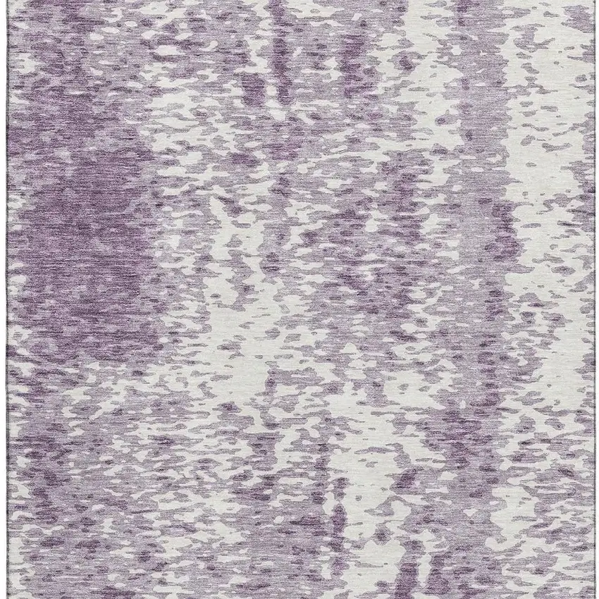 Lavender And Ivory Abstract Washable Area Rug With UV Protection Photo 3