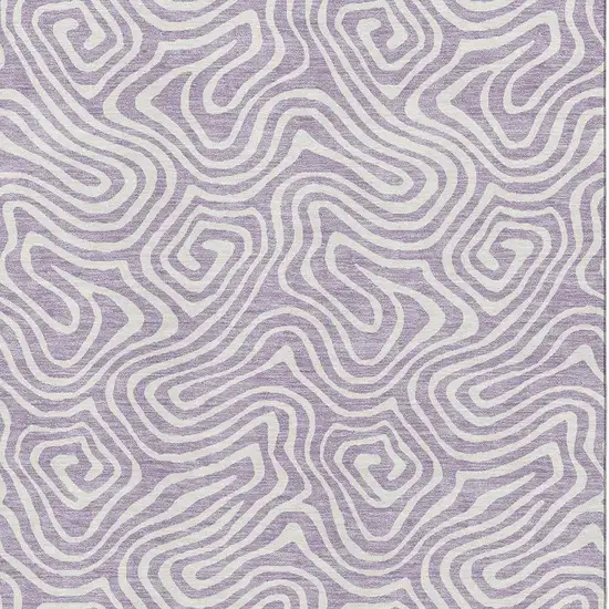 Lavender And Ivory Abstract Washable Area Rug With UV Protection Photo 2