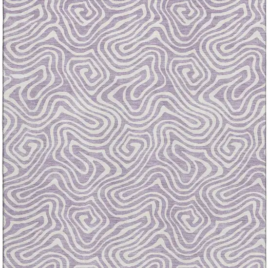 Lavender And Ivory Abstract Washable Area Rug With UV Protection Photo 3
