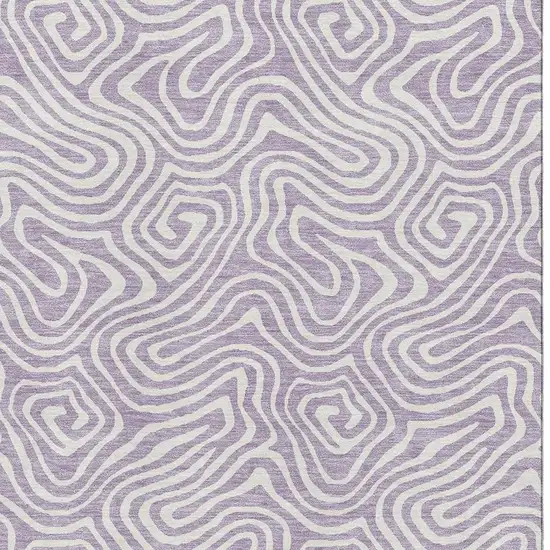 Lavender And Ivory Abstract Washable Area Rug With UV Protection Photo 2