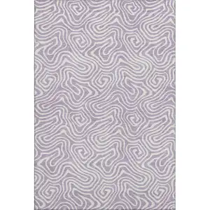 Photo of Lavender And Ivory Abstract Washable Area Rug With UV Protection