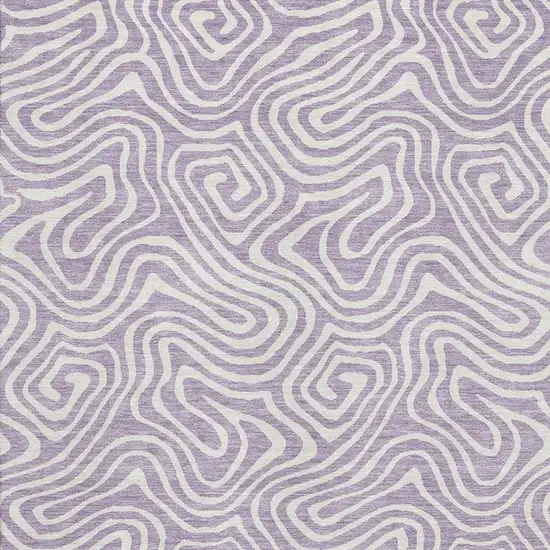 Lavender And Ivory Abstract Washable Area Rug With UV Protection Photo 2