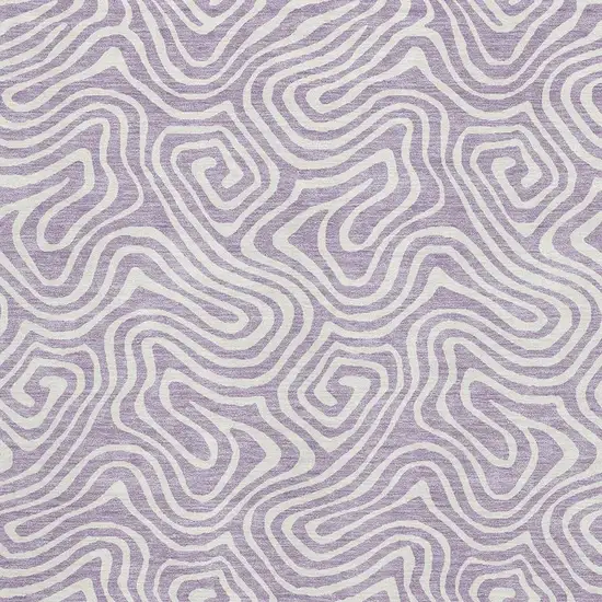 Lavender And Ivory Abstract Washable Area Rug With UV Protection Photo 2