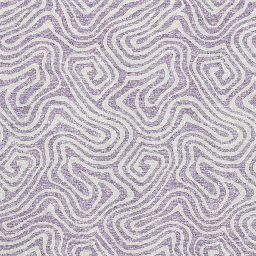 Lavender And Ivory Abstract Washable Area Rug With UV Protection Photo 2