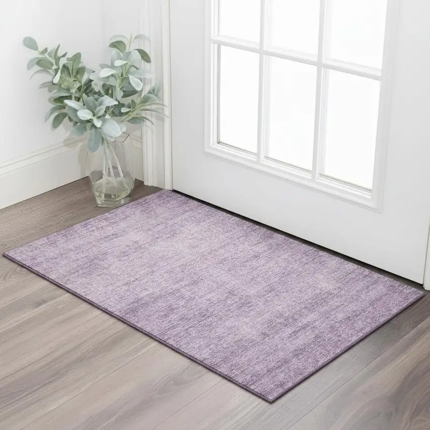 Lavender And Ivory Abstract Washable Area Rug With UV Protection Photo 2