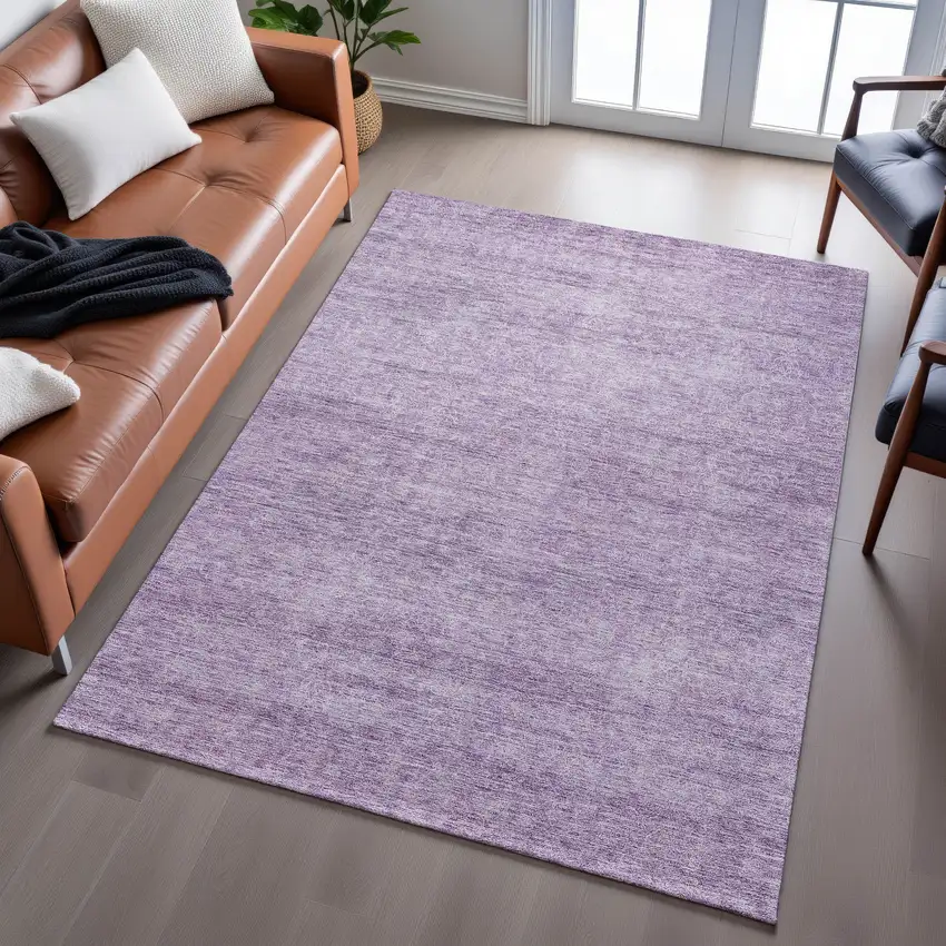 Lavender And Ivory Abstract Washable Area Rug With UV Protection Photo 3