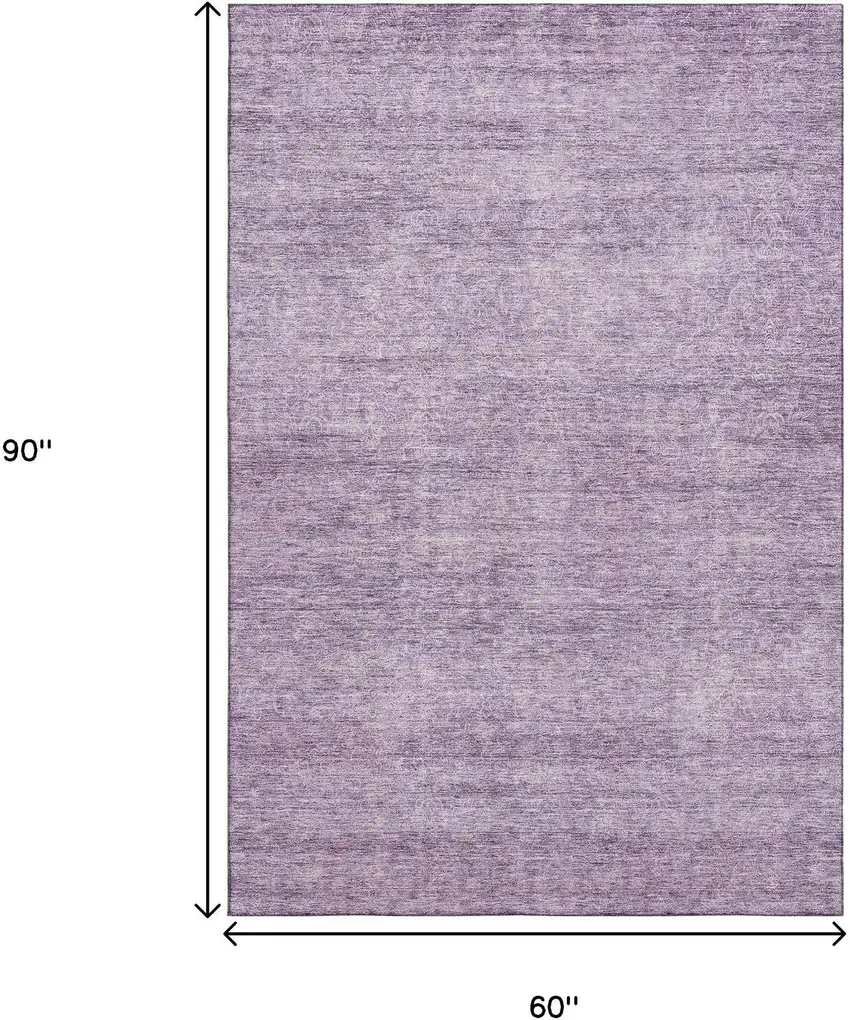Lavender And Ivory Abstract Washable Area Rug With UV Protection Photo 9