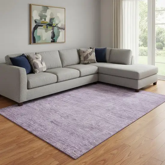Lavender And Ivory Abstract Washable Area Rug With UV Protection Photo 2