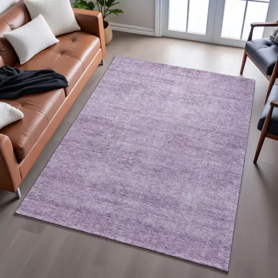 Lavender And Ivory Abstract Washable Area Rug With UV Protection Photo 4