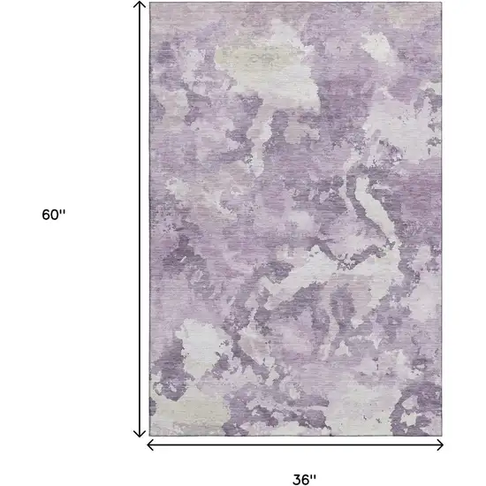 Lavender And Ivory Abstract Washable Area Rug With UV Protection Photo 3