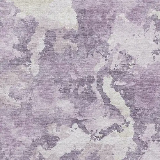 Lavender And Ivory Abstract Washable Area Rug With UV Protection Photo 2