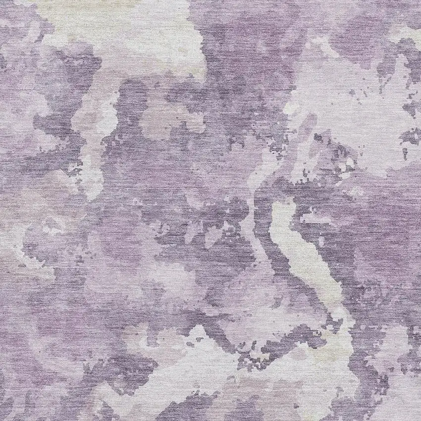 Lavender And Ivory Abstract Washable Area Rug With UV Protection Photo 2